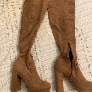 Brown Suede Over the Knee Boots